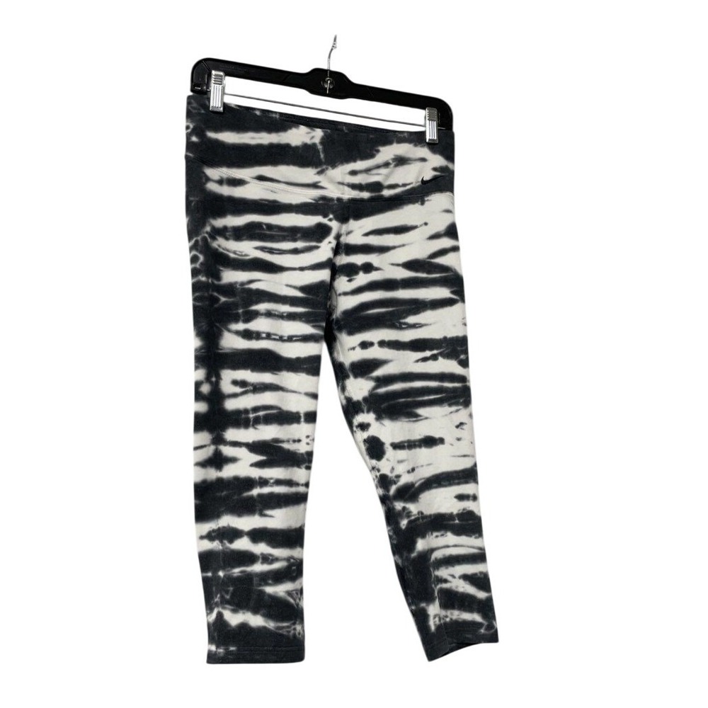 Nike Dri-FIT Womens Gray White Tie Dye Capri Leggings Size M Athletic Yoga Pants